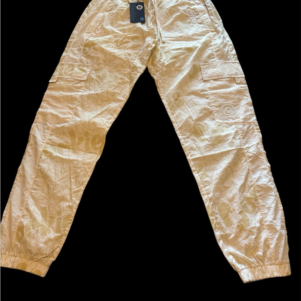 Men's Beige Joggers with Cargo Pockets cookie brand